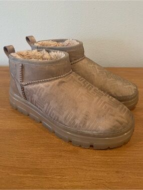 UGG CLASSIC ULTRA MINI MONOGRAM BOOTS